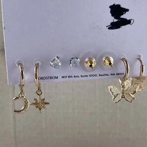 BP Nordstrom Women Earrings Set Of 4 Ear Jewelry Gold Tone Stud Earrings